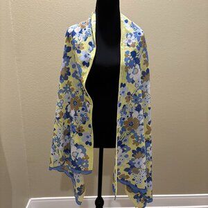 Talbots Accessories Blue Yellow Floral Scarf Wrap